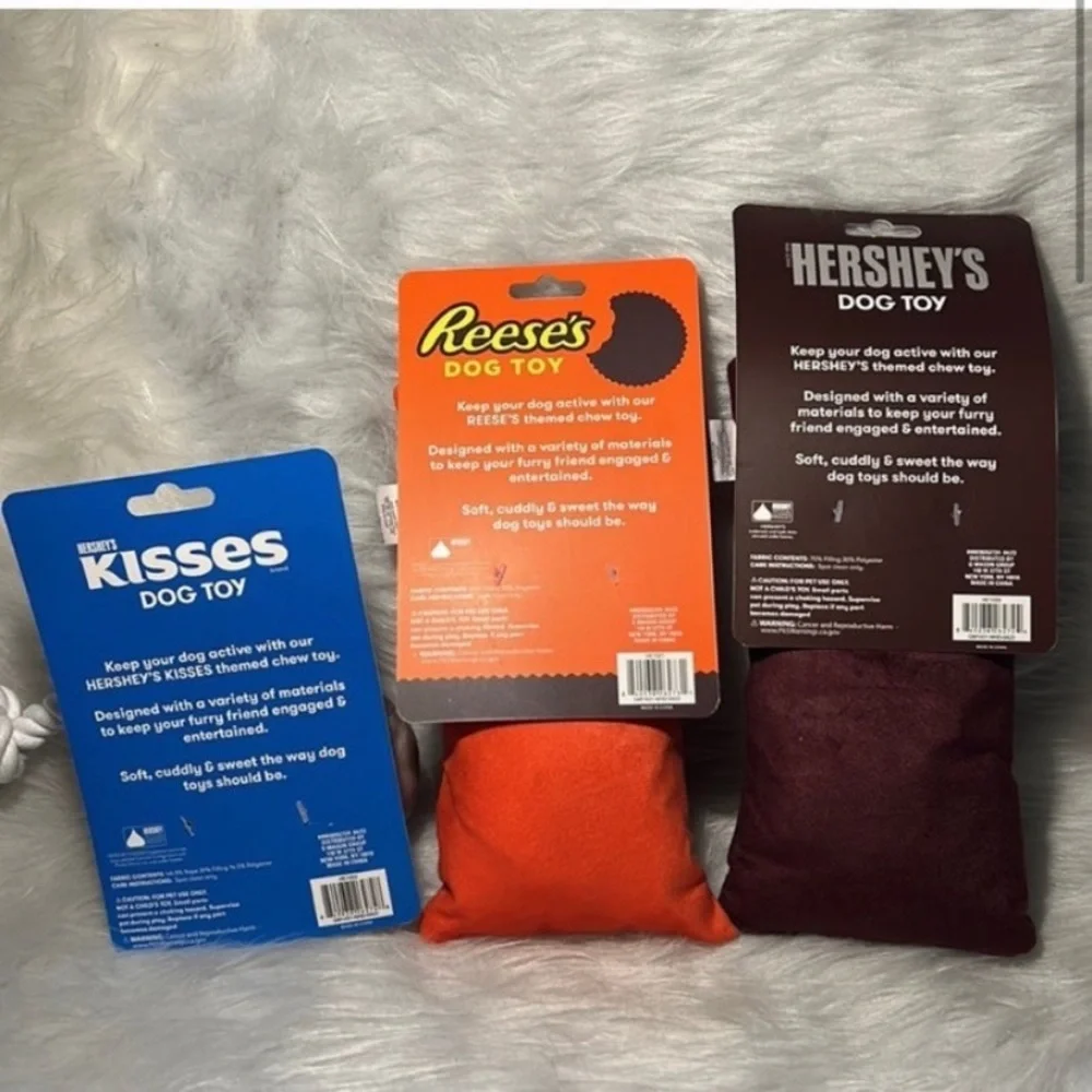 Chocolate Theme Dog Toys Set of (3) Hershey, Kisses, Reese’s NWT